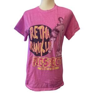 Aretha Franklin Queen of Soul Respect Tee, Pink Size Small, NWOT